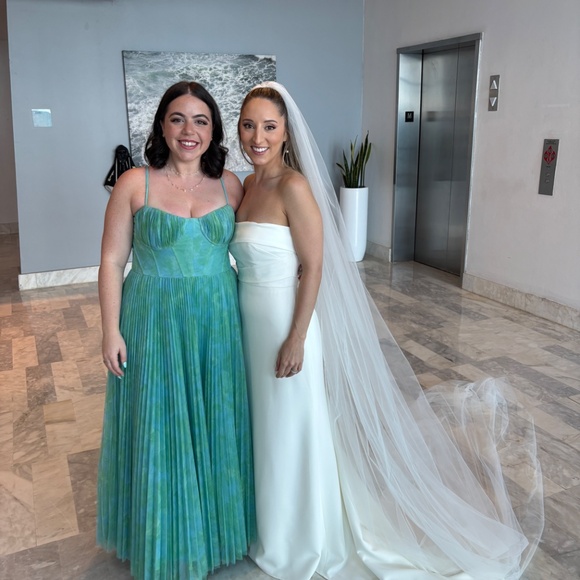 Hutch Amara Corset Pleated Tulle Fit & Flare Midi Dress - Picture 5 of 6